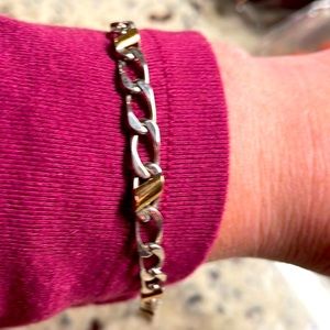 Gold and silver link chain bracelet
